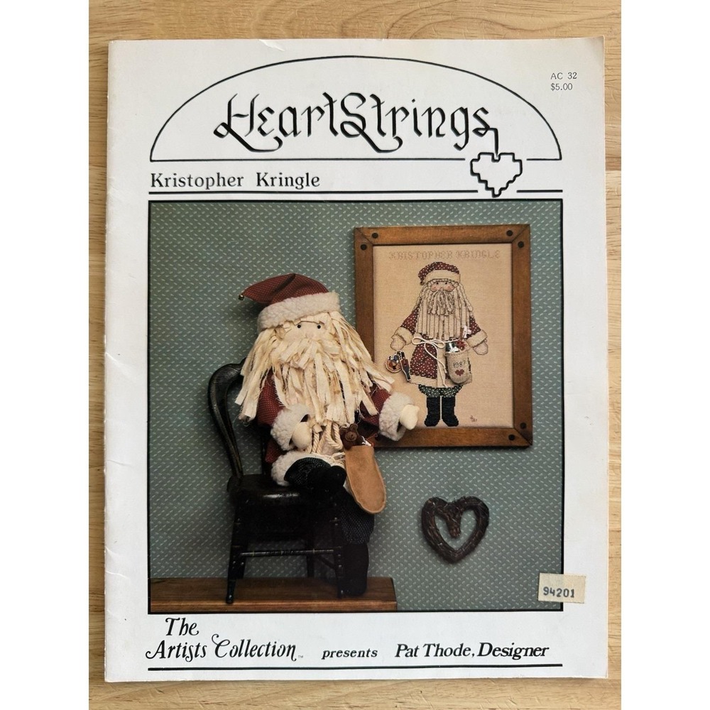 Heart Strings Kristopher Kringle Cross Stitch & Santa Doll Pattern Leaflet VTG